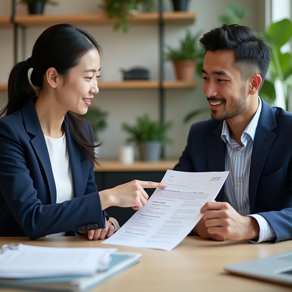 Educator explaining an administrative form to a participant during a training session